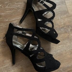 Report Black Strappy Mid-Heel Dress Heels